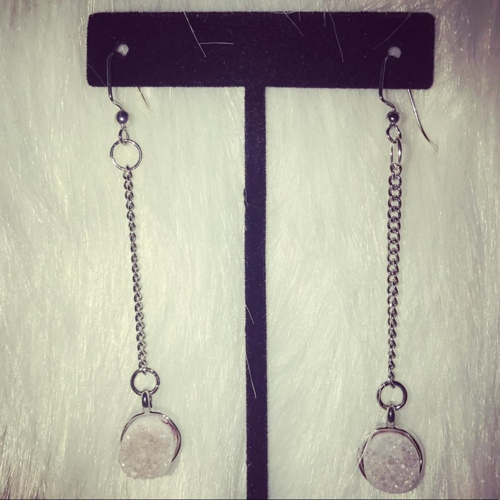 Druzy chain drop earrings